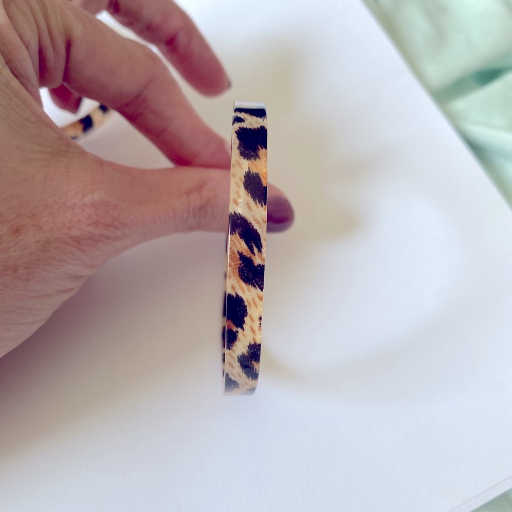 Large Chico’s leopard print hoop earrings